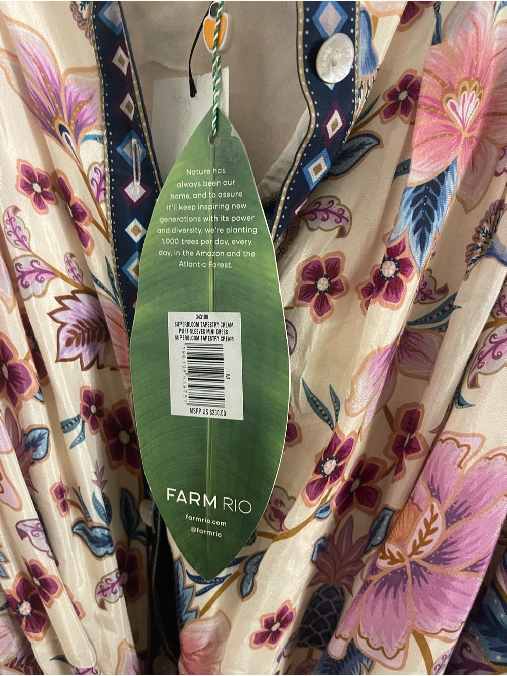 Farm Rio Superbloom Tapestry Mini Dress NWT - Picture 9 of 9
